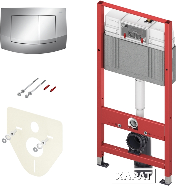 Фото Инсталляция для унитаза TECE Base 9400405 с кнопкой смыва TECEambia, хром глянцевый