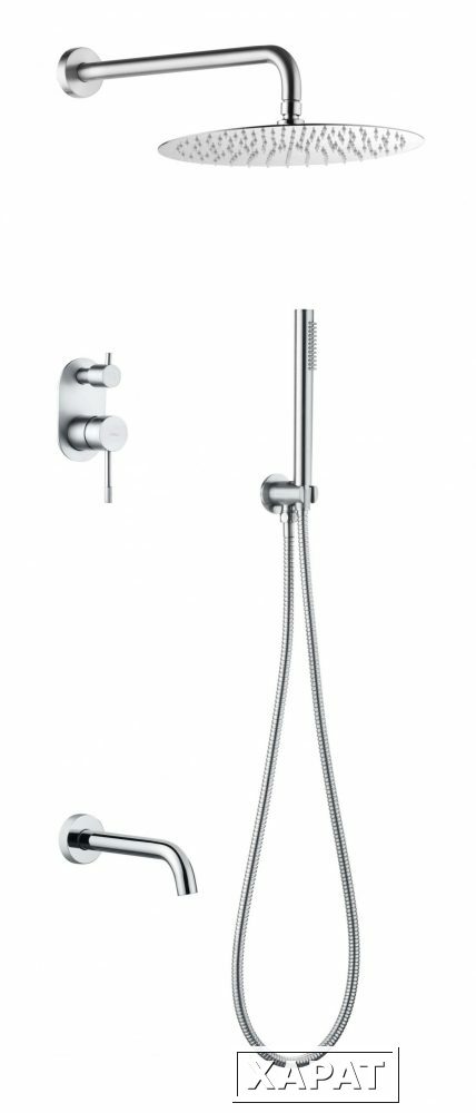Фото Boheme Uno 464-2-CR Смеситель встроенный + верхний+ ручной душ Uno. Хром с изливом