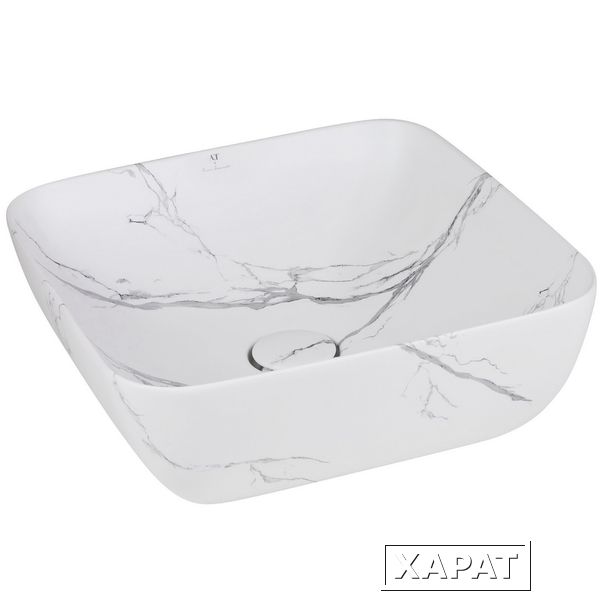 Фото Раковина накладная AeT ELITE SQUARE 43X43 см. цвет белый матовый с эффектом мрамора L602T0R0V0481