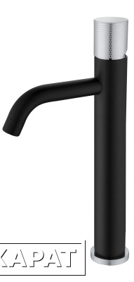 Фото Boheme Stick 122-B-MR-W Смеситель для умывальника высокий BLACK 
ручка мрамор белая