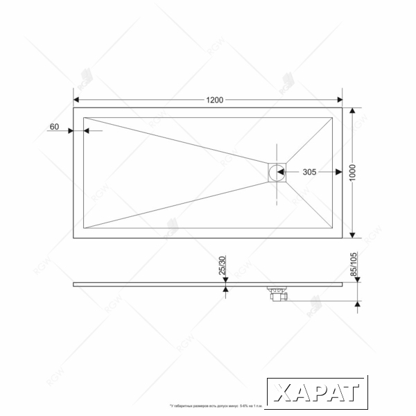 Фото Душевой поддон RGW Stone Tray 16152012-01 прямоугольный