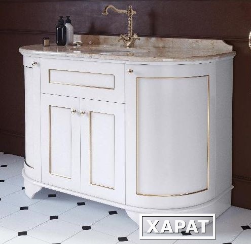 Фото Тумба с раковиной Tiffany World York YOR4130-BO+S53 bi 129*58*86 см, цвет белый (bianco), ручки: бро