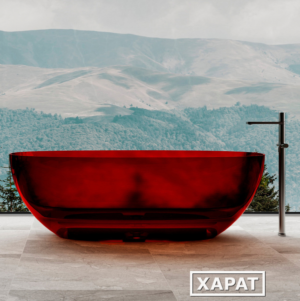 Фото Прозрачная ванна ABBER Kristall AT9703Rubin красная