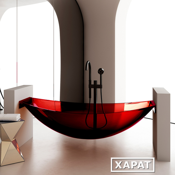 Фото Прозрачная ванна ABBER Kristall AT9704Rubin подвесная красная