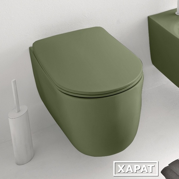 Фото Унитаз безободковый подвесной Kerasan Nolita 531411 55х35 см, с креплениями WB9N, цвет Verde