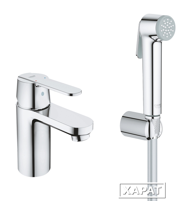 Фото Смеситель для раковины GROHE Get с цепочкой и гигиеническим душем, хром (23238000)