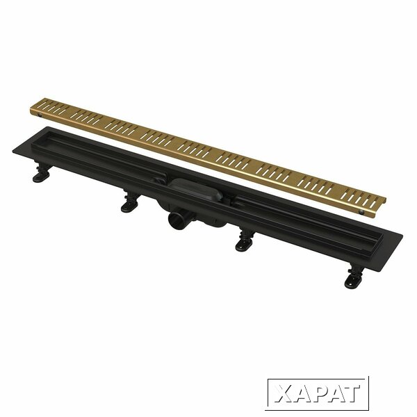 Фото Душевой лоток 95 см AlcaPlast Simple (APZ10BLACK-950BRASS) комплект с перфорированной решёткой