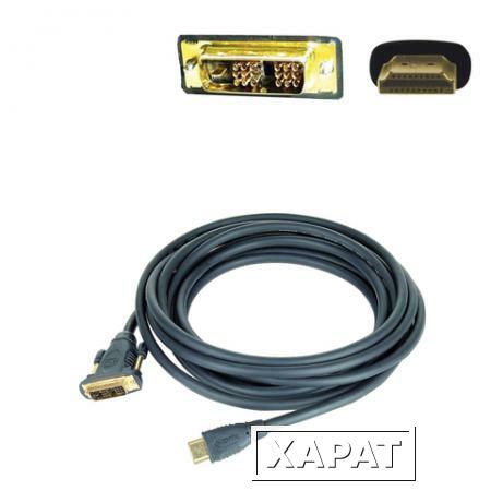 Фото Кабель HDMI-DVI-D, 10 м, GEMBIRD, экранированный для передачи цифрового аудио-видео, CC-HDMI-DVI-10MC