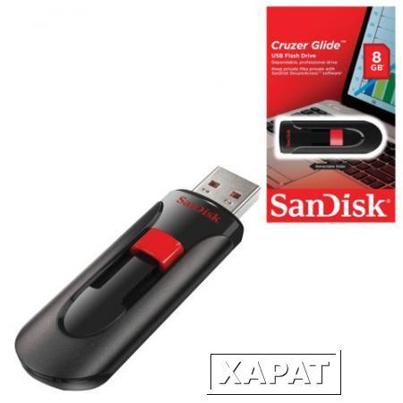 Фото Флэш-диск 8 GB, SANDISK Cruzer Glide, USB 2.0, черный