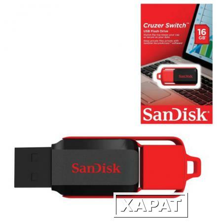 Фото Флэш-диск 16 GB, SANDISK Cruzer Switch, USB 2.0, черно-красный