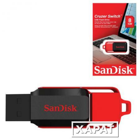 Фото Флэш-диск 8 GB, SANDISK Cruzer Switch, USB 2.0, черно-красный