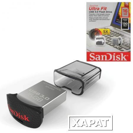 Фото Флэш-диск 16 GB, SANDISK Ultra Fit, USB 3.0, серебристый