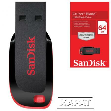 Фото Флэш-диск 64 GB, SANDISK Cruzer Blade, USB 2.0, черно-красный