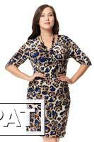Фото Платье 2-004М2. Леопард/синий. 58 размер