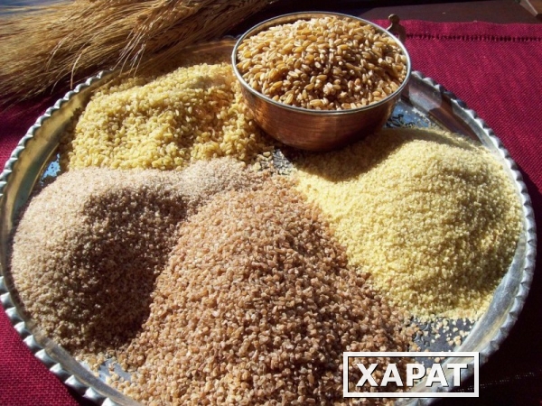 Фото Серые (пшеничные) крупы: перловая, пшеничная, ячменная, ячневая.