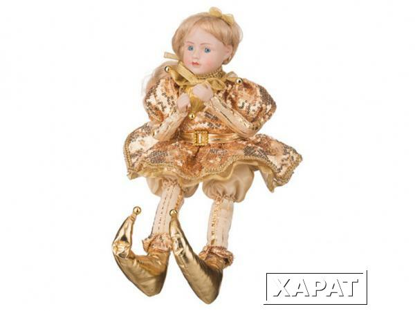 Фото Декоративное украшение музыкальное "девочка в золотом платье" высота=41 см Polite Crafts&amp;gifts (856-006)