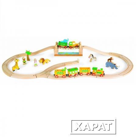 Фото Игровой набор "Сафари" (12 игрушек, поезд, ж/д 17 эл.) (bj08543)