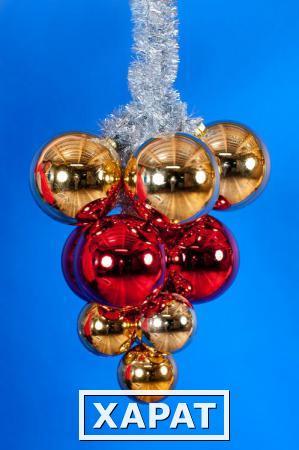 Фото Новогодняя игрушка Гроздь из шаров, диаметр 500 мм (синий)