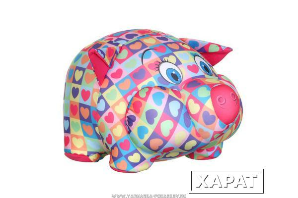Фото Игрушка декоративная свинка-антистресс в сердечках 24х28 см.