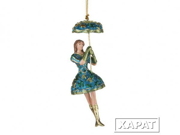 Фото Елочная игрушка "леди с зонтом" 14 см.без упак. Markalex Creative (130-141)