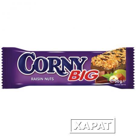 Фото Батончик-мюсли CORNY "Big" (Корни "Биг"), злаковый c изюмом, орехами и молочным шоколадом, 50 г