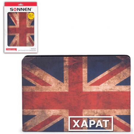 Фото Чехол-обложка для планшетного ПК универсальный 10,1" SONNEN, кожзаменитель, 275x190x25 мм, цветная печать, флаг