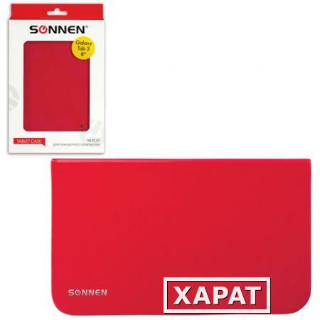 Фото Чехол-обложка для планшетного ПК Samsung Galaxy Tab 3 8" SONNEN, кожзаменитель, красный