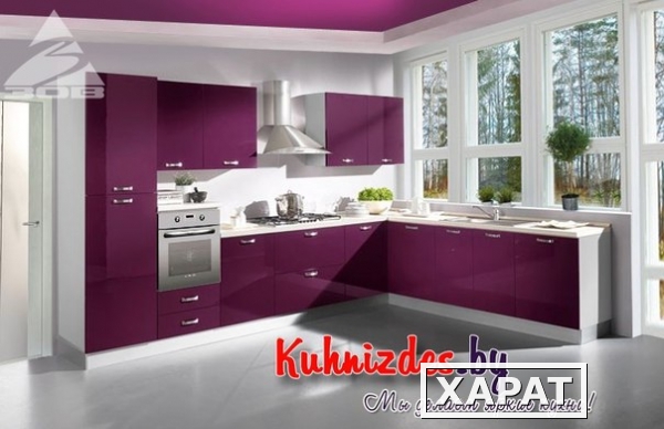Фото Кухня с фасадами из акрила Фиолет