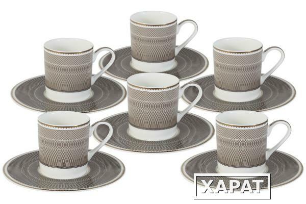 Фото Кофейный набор Мокко: 6 чашек + 6 блюдец Naomi ( NG-I150905A-C6-AL )