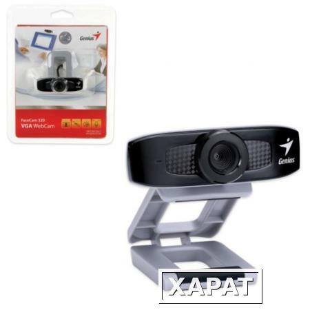 Фото Веб-камера GENIUS Facecam 320, 0,3 Мп, микрофон, USB 2.0, регулируемый крепеж, черно-серебрянный