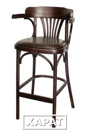 Фото Барное деревянное венское кресло Роза с мягким сиденьем.
