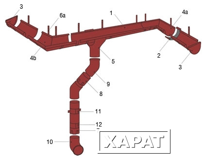 Фото Водостоки стальные МЕТАЛ ПРОФИЛЬ (Россия) 102*76 мм (прямоугольный)