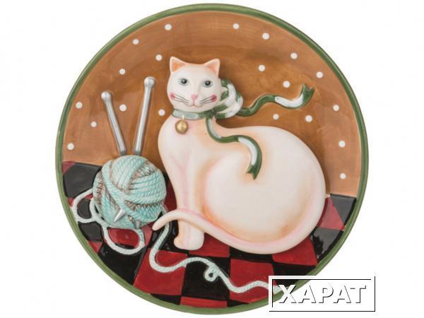 Фото Панно настенное "кошка" диаметр=21 см. высота=3,5 см. Hebei Grinding (59-222)