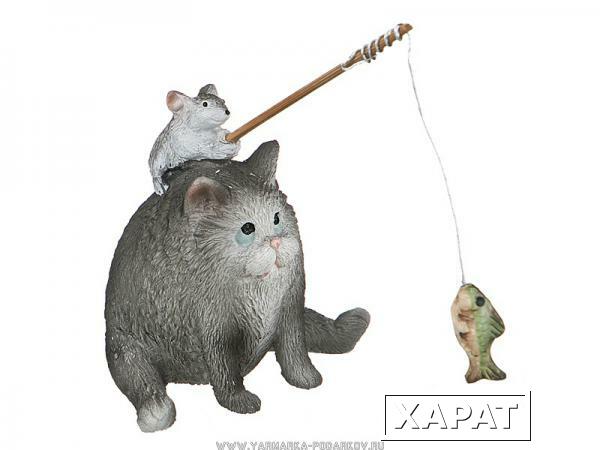 Фото Фигурка кошки-мышки 7х5х6,5 см.