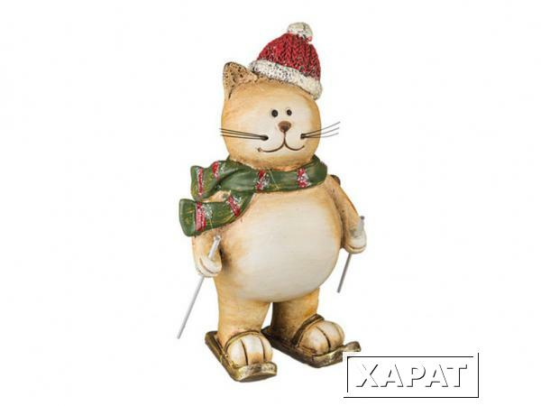 Фото Фигурка "кот на лыжах" 10*8*17,5 см. Polite Crafts&amp;gifts (79-035)