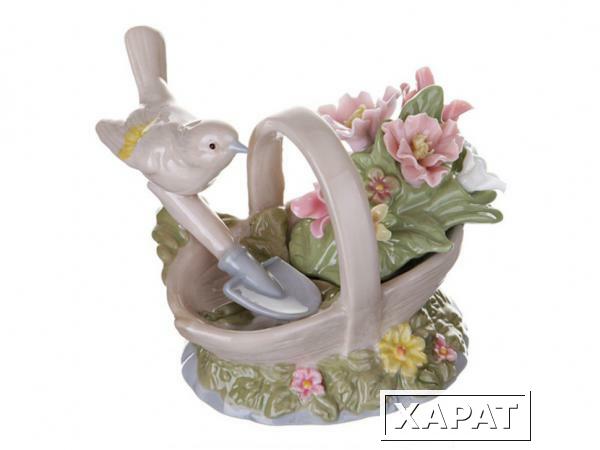 Фото Декоративное изделие "корзинка с цветами" высота=7 см. Porcelain Manufacturing (461-169)