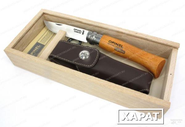 Фото Складной нож Opinel серии Tradition №08 с чехлом, в деревянной коробке Материал Углеродистая сталь