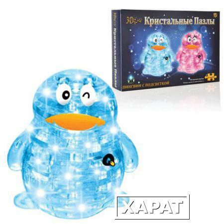 Фото Игрушка развивающая 3D Crystal Puzzle "Пингвин", светильник, XL, 63 элемента, цвет ассорти