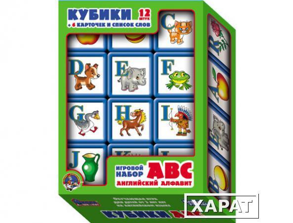 Фото Детская игра с кубиками и карточками «АВС-английский алфавит»