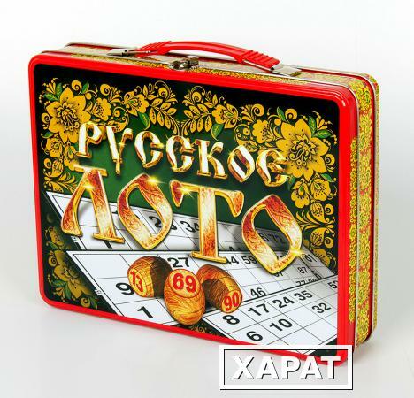 Фото Русское лото в жестяном чемоданчике «Русские узоры»