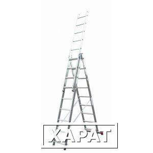 Фото Алюминиевая трехсекционная лестница 3х9 ступеней россия 97782