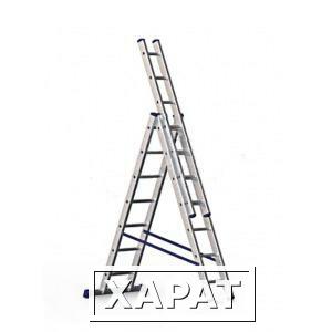 Фото Алюминиевая трехсекционная лестница 3х7 ступеней россия 97780