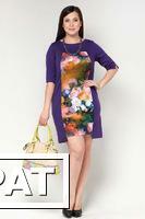 Фото Платье 100-250. Фиолетовый. Яркие цветы 48 размер