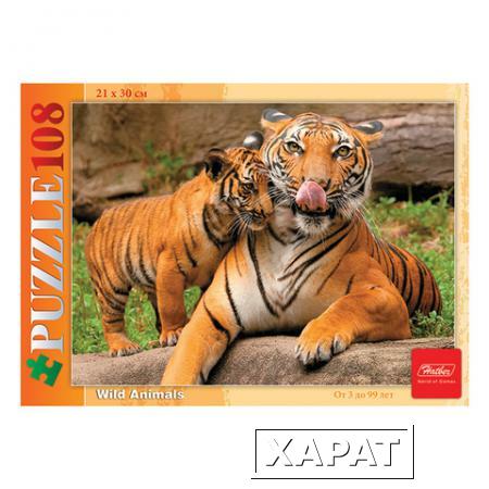 Фото Пазл MINI, 108 элементов, А4, "Тигрица с тигрёнком", 210х300 мм