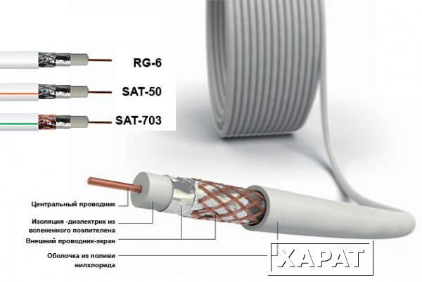 Фото Коаксиальный кабель SAT 703 белый однопроволочный|9859979 CAVEL
