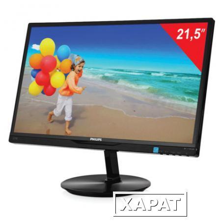 Фото Монитор LED 21,5" (55 см) PHILIPS 224E5QHSB, 1920x1080, AH-IPS, 16:9, DVI, D-Sub, 250 cd, 14 ms, черный