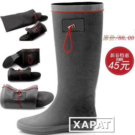 Фото Складная торговля Обувь Серый дождь сапоги новый 2015 занос воды износ дождя сапоги для мужчин и женщин обувь