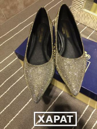 Фото Новый продукт признакам 2014/15 Золотая нить из Мали указал ботинки с блестками ботинки плоской Женская обувь