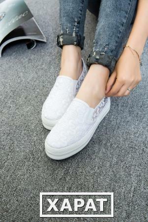 Фото Специальные предложения Распродажа корейской версии потоков Холст обувь женская обувь женская кружева ажурное педаль ленивые люди случайные ботинки ботинки ноги