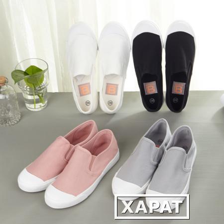Фото Корейская версия ленивый черно-белые серые ботинки женщин белый холст обувь плоские туфли с педальные Студенческий досуг обувь